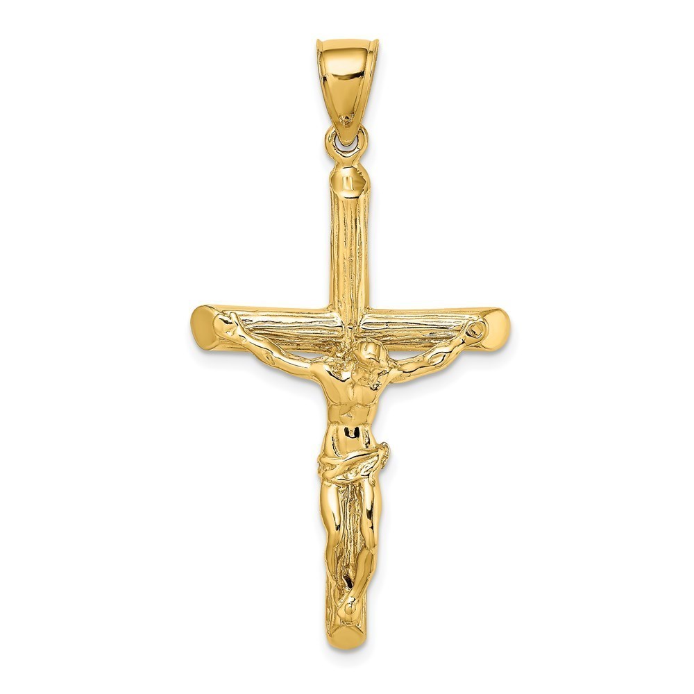 Million Charms 14K Textured Religious Crucifix Necklace Charm Pendant